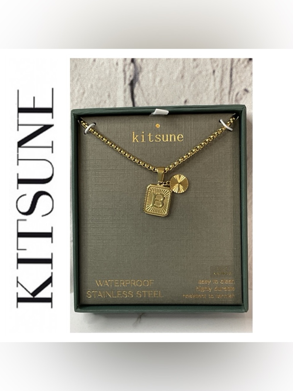 🌟 Kitsune Initial “B” Pendant Necklace